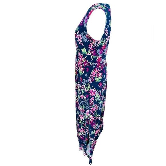 LANDS’ END navy floral PIMA cotton blend maxi dress size M (10-12). - Picture 5 of 7